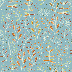 Hand-drawn branches  seamless pattern. Vector graphics. - 282006250