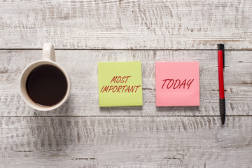 Word writing text Most Important. Business photo showcasing Greatest or highest degree quantity or...
