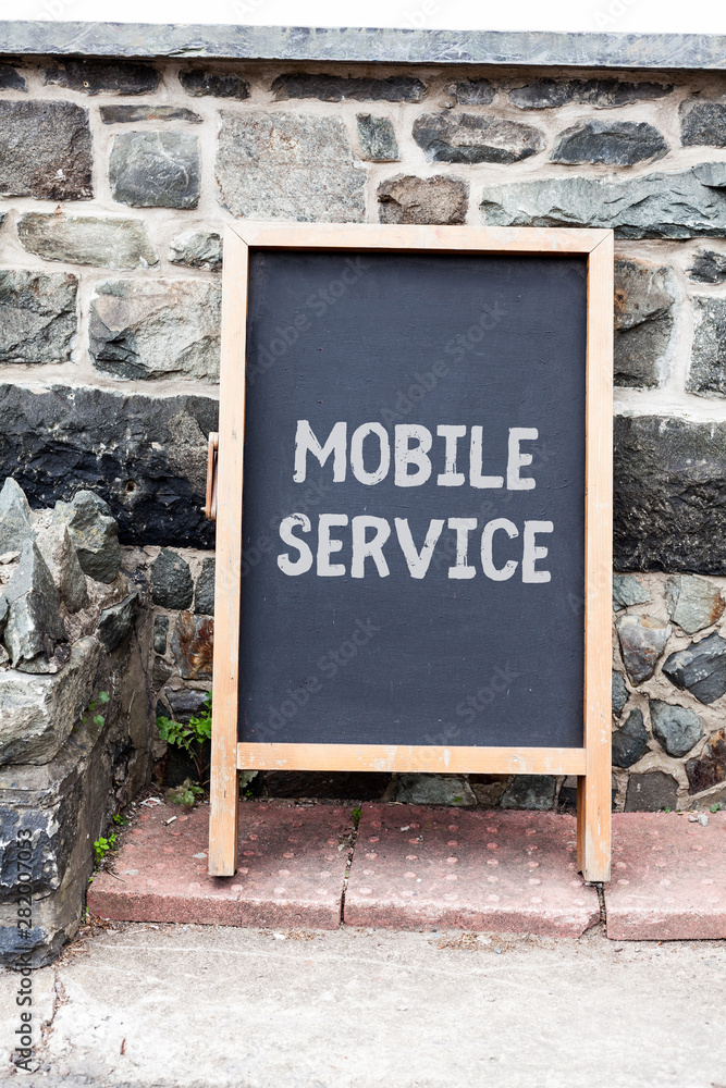 Poster handwriting text writing mobile service. conceptual photo radio communication utility between mobile