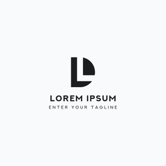 Logo Design Simple Initial LD or DL. Concept Letter D + Negative Space L. - obrazy, fototapety, plakaty