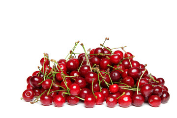 Obraz na płótnie Canvas A handful of ripe, red cherries
