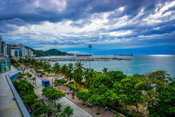 Fototapeta premium SANTA MARTA, Colombia - SEPTEMBER 20, 2018: Great view of Santa Marta center
