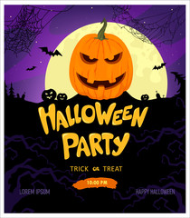 Halloween party background design. Vector illustration. Pumpkin. Helloween party