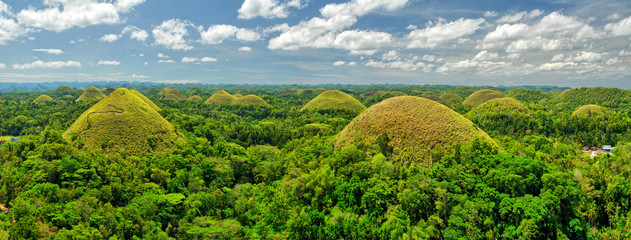 The Chocolate Hills  -  geological formation in the Bohol province of the Philippines. - obrazy, fototapety, plakaty