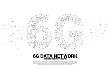 Vector 6G dot connect line circuit board style mobile phone icon. Concept for data transfer of mobile data network.