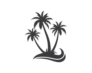 Palm tree icon of summer and travel logo vector illustration