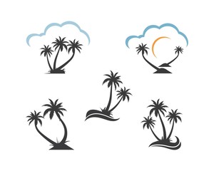 Fototapeta na wymiar Palm tree icon of summer and travel logo vector illustration