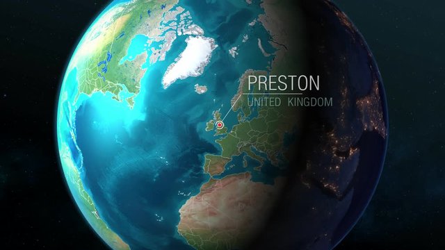 United Kingdom - Preston - Zooming from space to earth