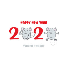 Greeting card design template with for 2020 New Year of the rat