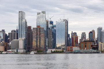Manhattan skyline view, skyscrapers on the river 