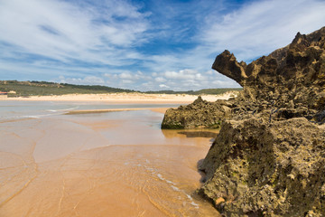Estuary of the Aljezur river at the Amoreira beach in Portugal