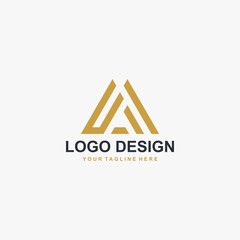 Mountain abstract logo design vector.  Triangle abstract icon illustration. Letter AM logo design.