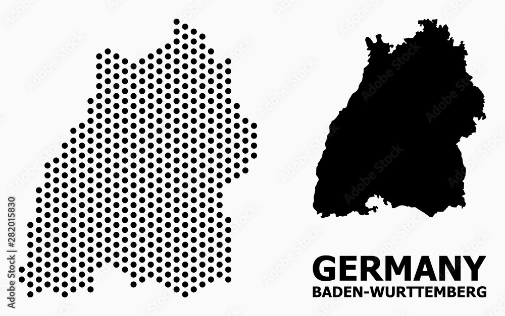 Wall mural dot mosaic map of baden-wurttemberg state