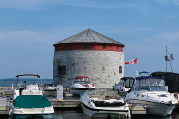 Fototapeta na wymiar Murney (Martello) Tower with boats in the foreground