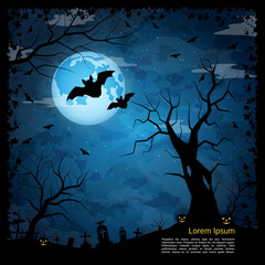 Halloween scary night vector background