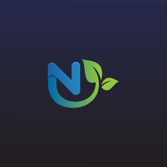 Letter N leaf logo icon design - vector