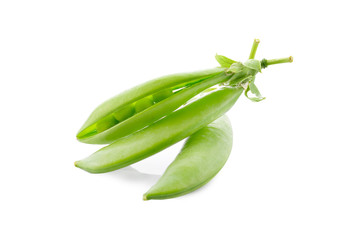 Fresh green peas isolated on a white background