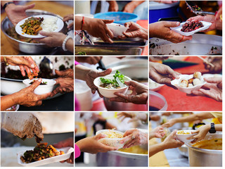 collages food : The concept of food sharing Help solve Hunger for the homeless