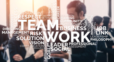Teamwork and Business Human Resources - Group of business people working together as successful...