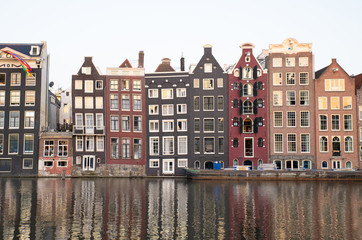 Fototapeta na wymiar AMSTERDAM-HOLLAND- JULY 29, 2019: Amsterdam is the Netherlands’ capital, known for its artistic heritage, elaborate canal system and narrow houses with gabled facades