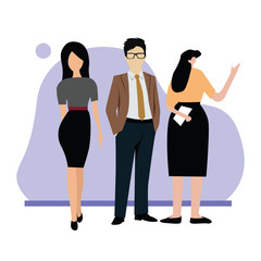 Businessman and Women on the Room Vector Template Design Illustration