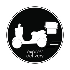 Express Delivery Service with Motorbike Silhouette. Vector Illustration logo Design.