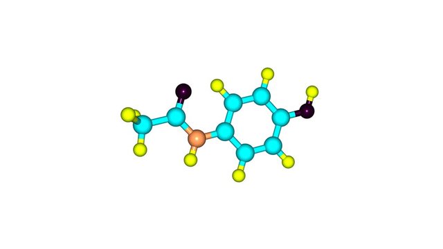 Rotating Paracetamol drug molecule video
