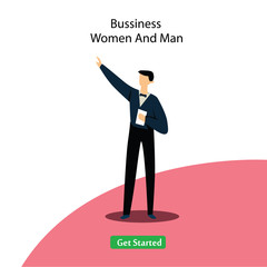 Business Women and Man Vector Template Design Illustration