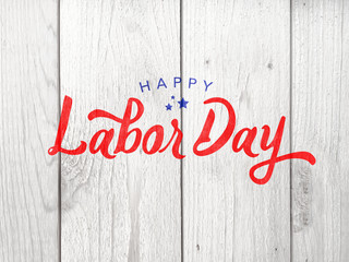 Happy Labor Day Typography Over Whitewashed Wood