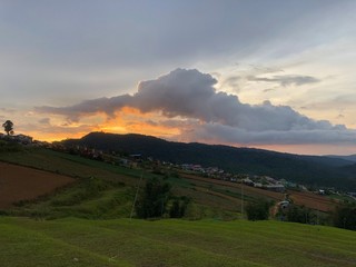 sunset in the mountains