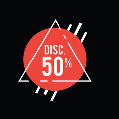 Discount 50% Label Vector Template Design Illustration