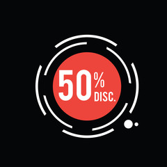 Discount 50% Label Vector Template Design Illustration