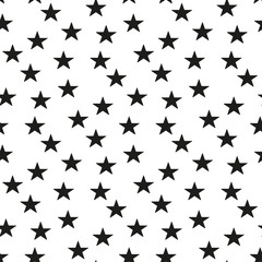 Star seamless pattern. White and grey retro background. Chaotic elements. Abstract geometric shape texture. Effect of sky. Design template for wallpaper,wrapping, textile. Vector Illustration