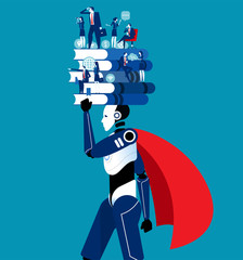 Fototapeta premium Development of robots for marketing of business. Concept business vector illustration, Analysis, Education