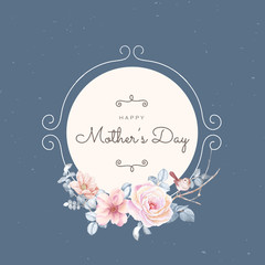 Watercolor floral template for wedding cards, invitations, Easter, birthday