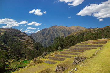 Fototapeta na wymiar Agricultural terraces developed by the Inca civilisation