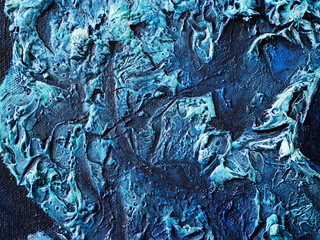 Blue dark oil painting space and texture abstract background.