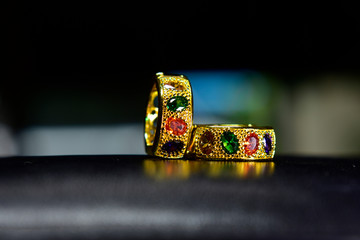 Gold earrings Adorned with 4 precious stones, 4 beautiful colors and expensive
