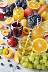 Fototapeta na wymiar Various types of fruit juice