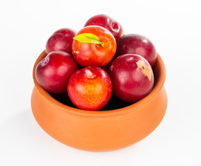 Plums Fruit isolated on white background.