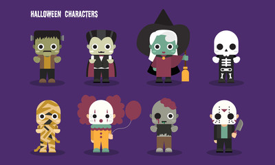 Halloween cute scary ghost characters set - 282030496