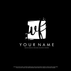 W F WF initial square logo template vector