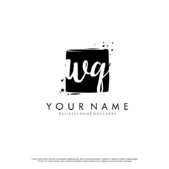 W Q WQ initial square logo template vector