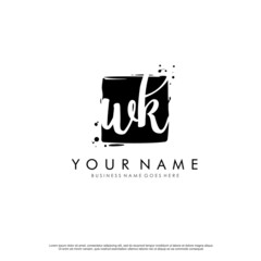 W K WK initial square logo template vector