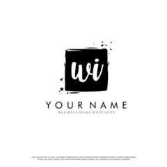 W I WI initial square logo template vector