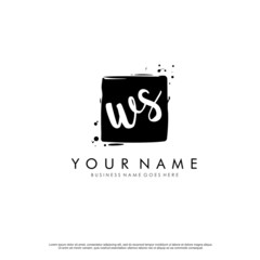 W S WS initial square logo template vector