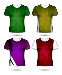  t-shirt templates abstract geometric collection of different colors polygonal mosaic