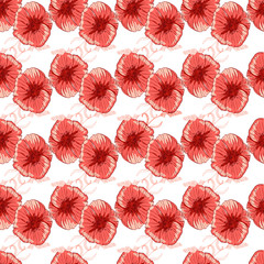 Wildflowers pattern handcrafted artsy poppy surface design