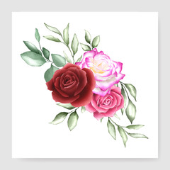 watercolor bouquet design wedding card template