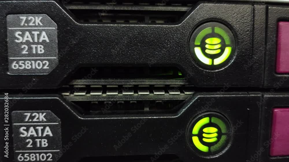 Poster hdd server rack. close up. datacenter work supercomputer